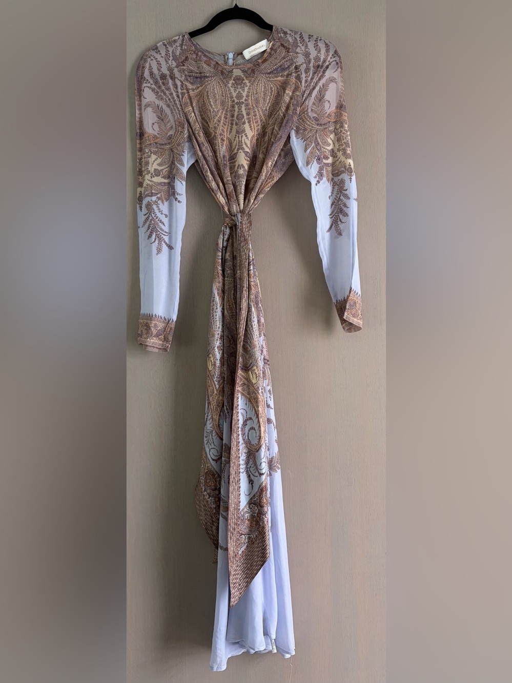 Zimmermann White and Gold Paisley Maxi Dress